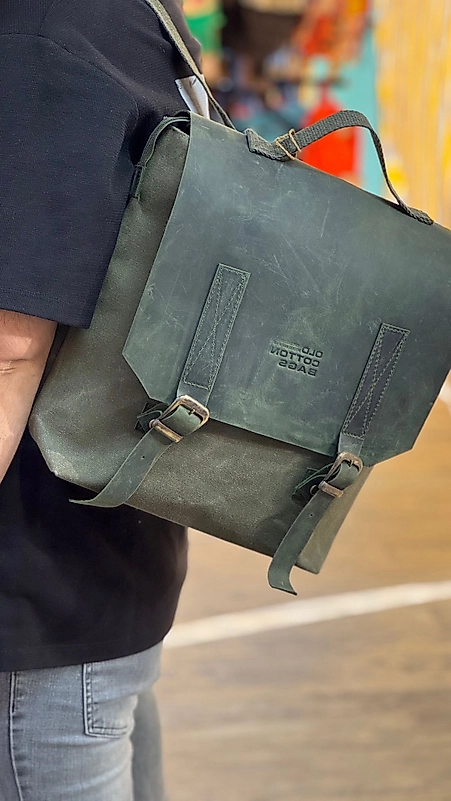 Old Cotton Vintage Kanvas Su Geçirmez Design Unisex Laptop Bölmeli Gezi Okul Seyahat Kamp Sırt Çantası 29x35cm