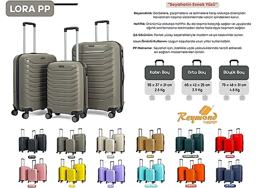 REYMOND VALİZ, KABİN BOY-ORTA BOY-BÜYÜK BOY TAKIM