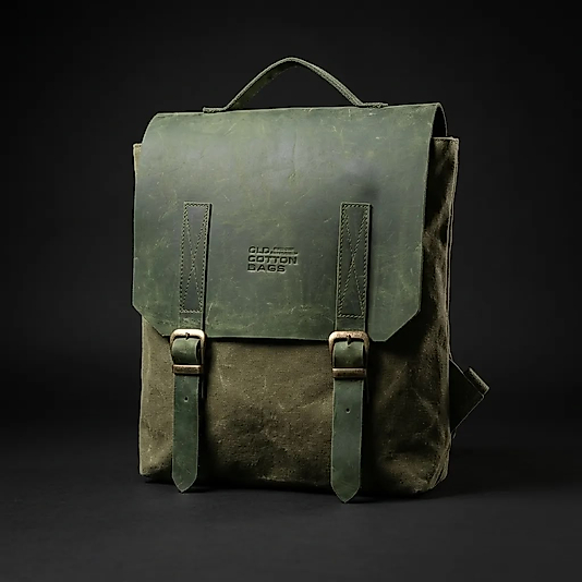 Old Cotton Vintage Kanvas Su Geçirmez Design Unisex Laptop Bölmeli Gezi Okul Seyahat Kamp Sırt Çantası 29x35cm
