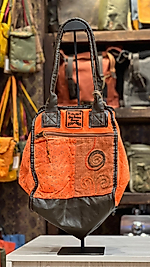 Old Cotton Kaliteli Organik Vintage Büyük Desenli Kadın Omuz Çantası Sangay model