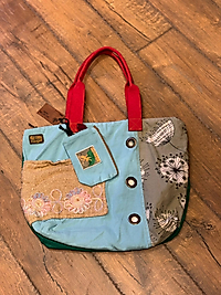 Old Cotton Vintage Salaş Çok Renkli Orta Boy Günlük Seyahat Gezi Omuz Çantası 36cmx34cm