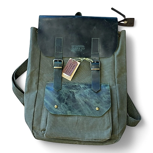 Old Cotton Vintage Kanvas Deri Su Geçirmez Unisex Laptop Bölmeli Okul Seyahat Kamp Sırt Çantası 31 cm X 44 cm