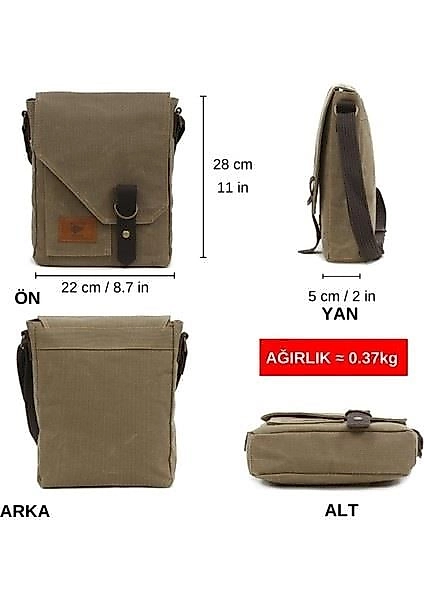 Dark Cotton Su Geçirmez Kumaş Omuz - Mini Laptop - Postacı Çantası
