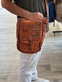 Old Cotton Vintage Salaş Kaliteli Unisex Taşlanmış Kumaş Okul Gezi Postacı Çantası 27x33cm