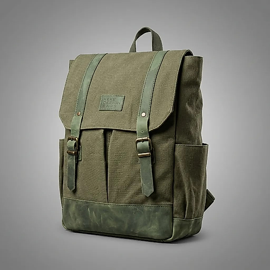 Old Cotton Vintage Kanvas Deri Su Geçirmez Unisex Laptop Bölmeli Okul Seyahat Kamp Sırt Çantası 35 cm X 40 cm