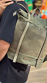 Old Cotton Vintage Kanvas Deri (Su Geçirmez) Unisex Seyahat Kamp Sırt Çantası 35 cm X 45 cm