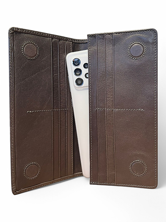 Hakiki Eskitme Deri (Renk:Antik Gri) Unisex Cüzdan Telefon Bölmeli