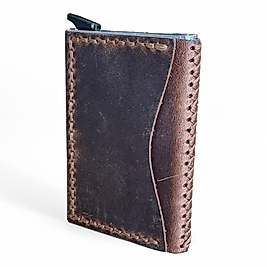 Metal Mekanizmalı El İşçiliği Deri Kartlık