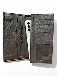 Hakiki Deri (Renk:Mat Siyah) Unisex Cüzdan Telefon Bölmeli