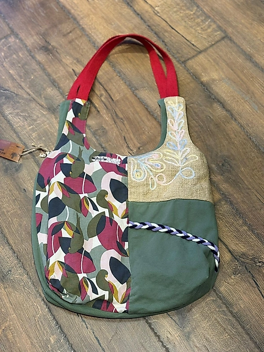 Old Cotton Vintage Renkli Salaş Etnik Orta Boy Günlük Kadın Kol Omuz Çantası 34 cm x 37 cm