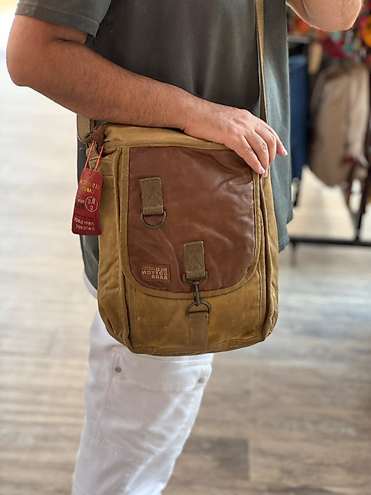 Old Cotton Vintage Salaş Kaliteli Unisex Taşlanmış Kumaş Okul Gezi Postacı Çantası 27x33cm