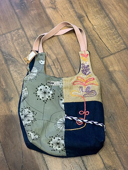 Old Cotton Vintage Renkli Salaş Etnik Orta Boy Günlük Kadın Kol Omuz Çantası 34 cm x 37 cm