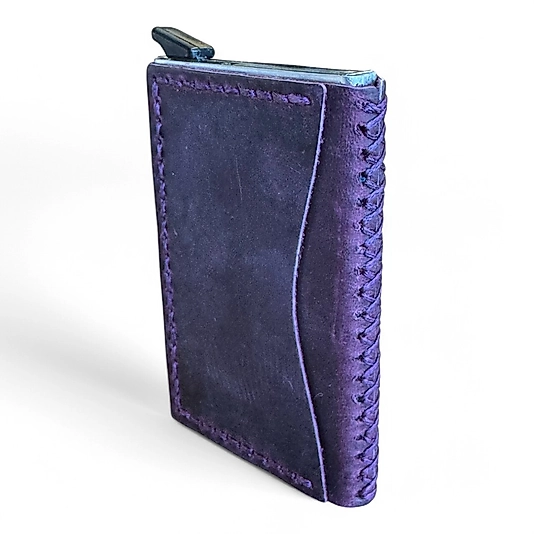 Metal Mekanizmalı El İşçiliği Deri Kartlık