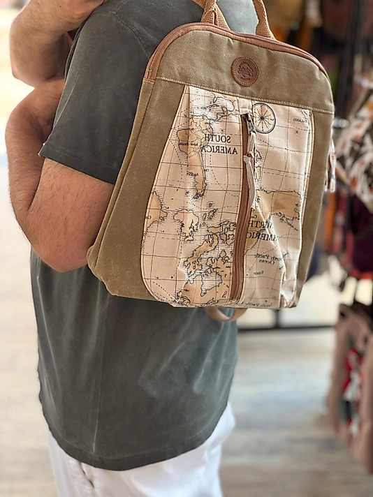 Old Cotton Vintage Kanvas  (Su Geçirmez) Unisex Seyahat Kamp Sırt Çantası 38 cm X 30 cm