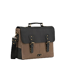 Hakiki Eskitme Deri Kanvas El ve Omuz Askılı Evrak Çantası