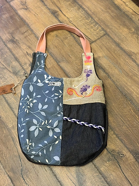 Old Cotton Vintage Renkli Salaş Etnik Orta Boy Günlük Kadın Kol Omuz Çantası 34 cm x 37 cm