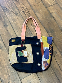 Old Cotton Vintage Salaş Çok Renkli Orta Boy Günlük Seyahat Gezi Omuz Çantası 36cmx34cm