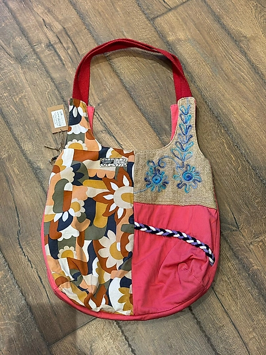 Old Cotton Vintage Renkli Salaş Etnik Orta Boy Günlük Kadın Kol Omuz Çantası 34 cm x 37 cm