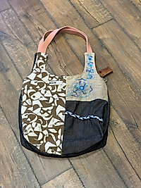 Old Cotton Vintage Renkli Salaş Etnik Orta Boy Günlük Kadın Kol Omuz Çantası 34 cm x 37 cm