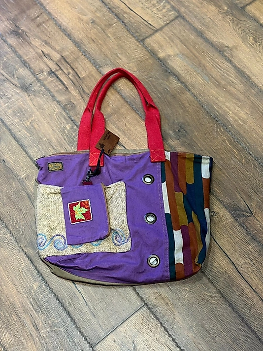 Old Cotton Vintage Salaş Çok Renkli Orta Boy Günlük Seyahat Gezi Omuz Çantası 36cmx34cm