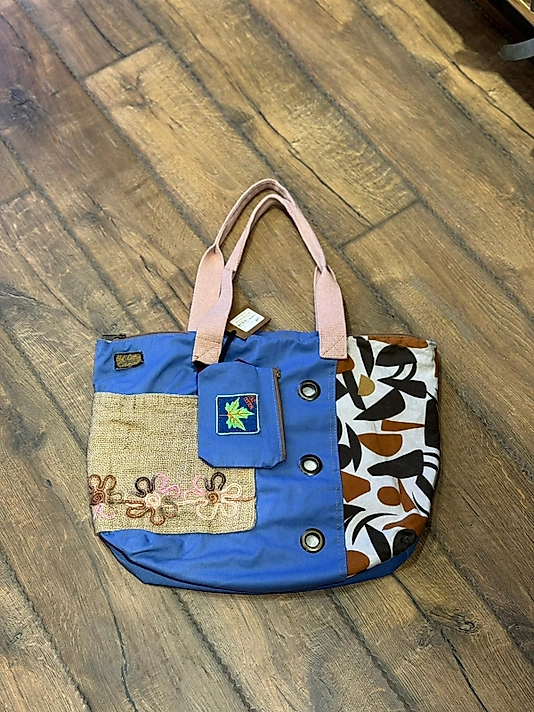 Old Cotton Vintage Salaş Çok Renkli Orta Boy Günlük Seyahat Gezi Omuz Çantası 36cmx34cm