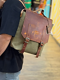 Old Cotton Vintage Kanvas Su Geçirmez Design Unisex Laptop Bölmeli Gezi Okul Seyahat Kamp Sırt Çantası 29x35cm