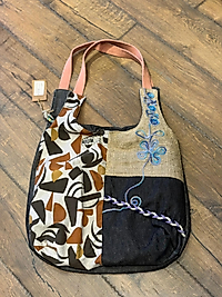 Old Cotton Vintage Renkli Salaş Etnik Orta Boy Günlük Kadın Kol Omuz Çantası 34 cm x 37 cm