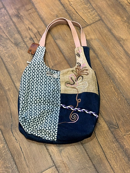 Old Cotton Vintage Renkli Salaş Etnik Orta Boy Günlük Kadın Kol Omuz Çantası 34 cm x 37 cm