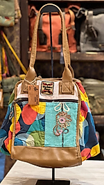 Old Cotton Kaliteli Organik Vintage Büyük Desenli Kadın Omuz Çantası Sangay model