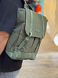 Old Cotton Vintage Kanvas Deri Su Geçirmez Unisex Laptop Bölmeli Okul Seyahat Kamp Sırt Çantası 35 cm X 40 cm