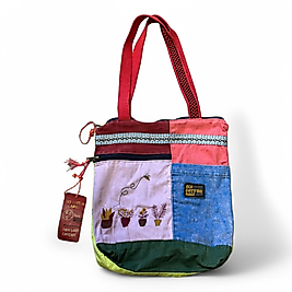 Old Cotton Cargo Vintage Renkli Etnik Orta Boy Günlük Kadın Kol Omuz Çantası 27CM x 33CM