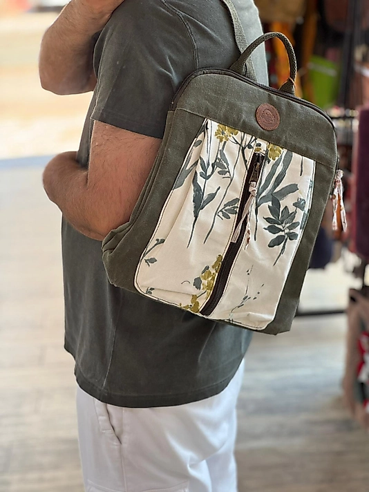 Old Cotton Vintage Kanvas  (Su Geçirmez) Unisex Seyahat Kamp Sırt Çantası 38 cm X 30 cm