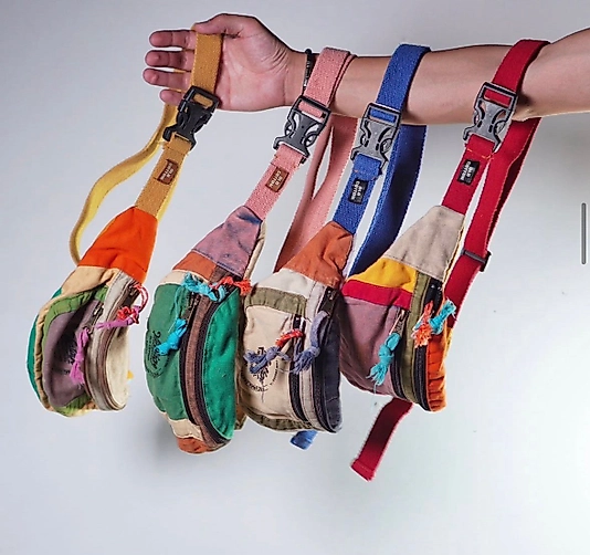 Old Cotton Vintage Renkli Unisex Bel Omuz Çantası