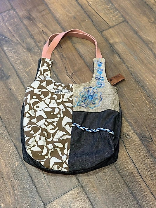 Old Cotton Vintage Renkli Salaş Etnik Orta Boy Günlük Kadın Kol Omuz Çantası 34 cm x 37 cm